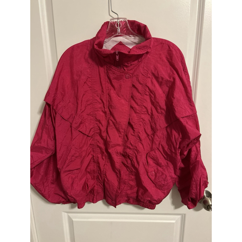 Vintage 90s Windbreaker Jacket Women’s Large Hot Pink Sportswear Full Zip